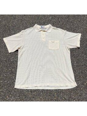 Vintage Weekender Pro cream colored cotton blend open mesh textured tennis polo